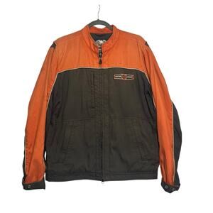 Harley Davidson 2008 Jacket Size Medium Orange Black Long Sleeve Lightweight
